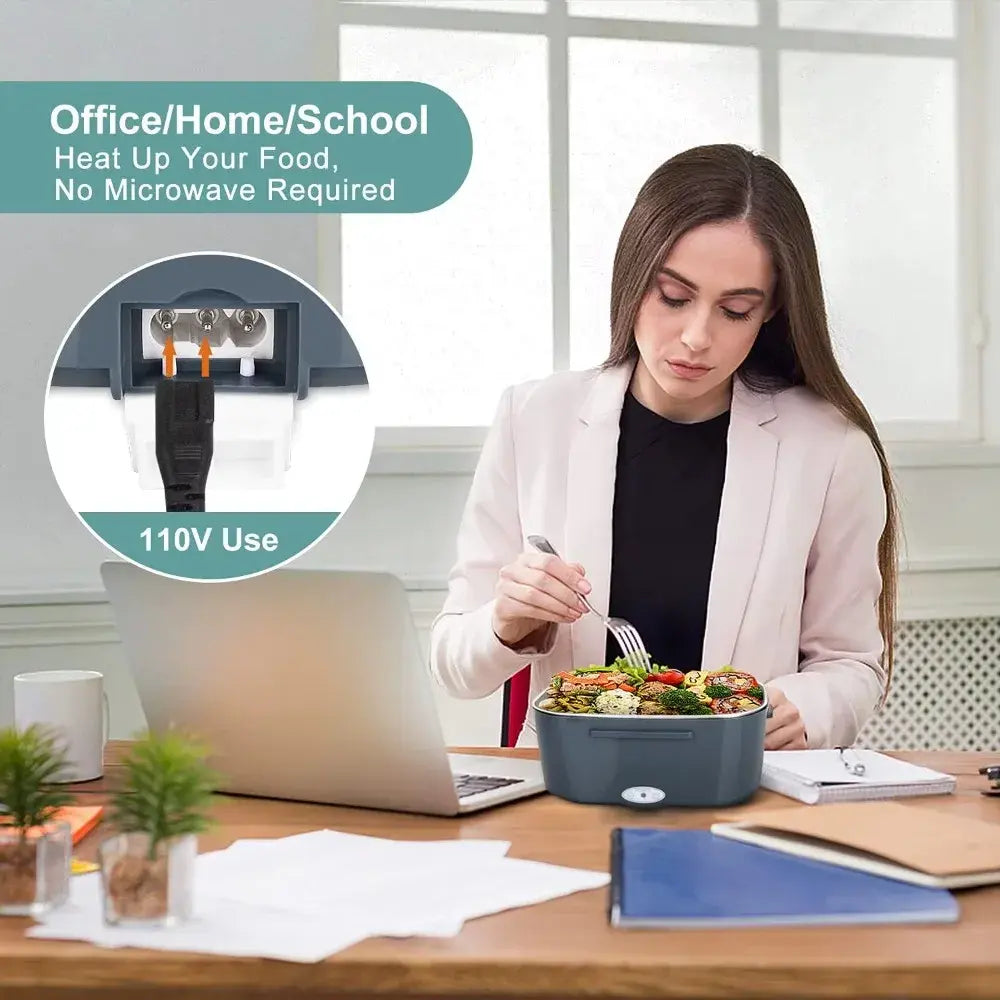 1.5L 60W Portable Electric Lunch Box,Leak Proof Design Car & Home Food Heater – Insulated Heated Lunch Container for Work Travel - Nexvibe