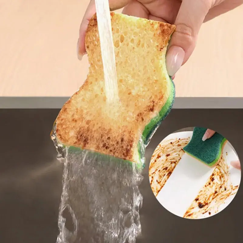 10-Pack Multi-Layer Kitchen Sponge Scrub: Oil-Stain Removal Tool for Pans & Tableware Cleaning - Nexvibe