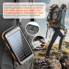10000mAh Solar Charging Power Bank,Dual USB & Type C Output Port Multicharger Power Bank with Flashlight and Compass