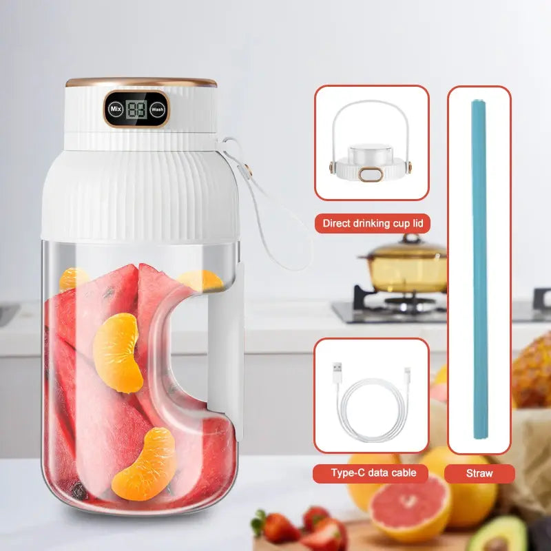 1000ML Portable Juicer Blender Fruit Juicer USB Charging Lemon Orange Fruit Juicing Cup Smoothie Blender Machine Kitchen Tools - Nexvibe
