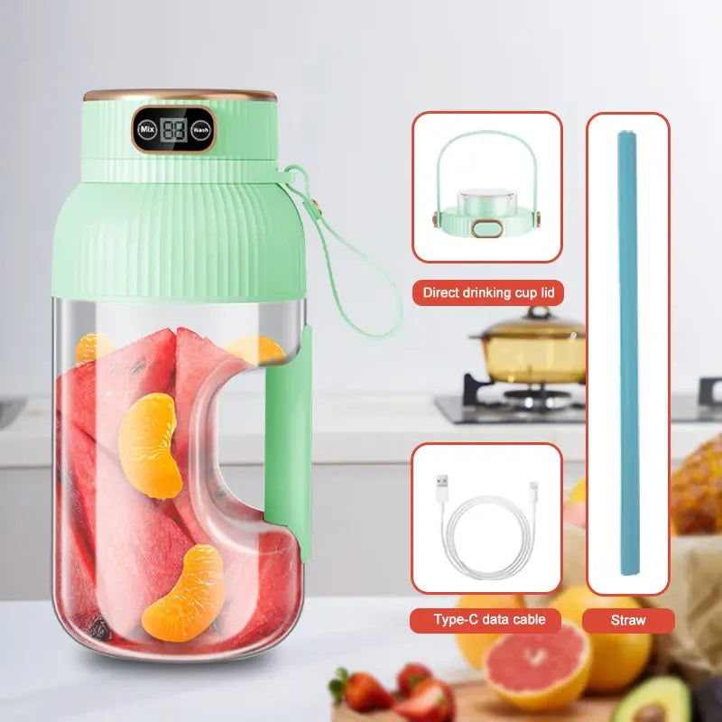 1000ML Portable Juicer Blender Fruit Juicer USB Charging Lemon Orange Fruit Juicing Cup Smoothie Blender Machine Kitchen Tools - Nexvibe