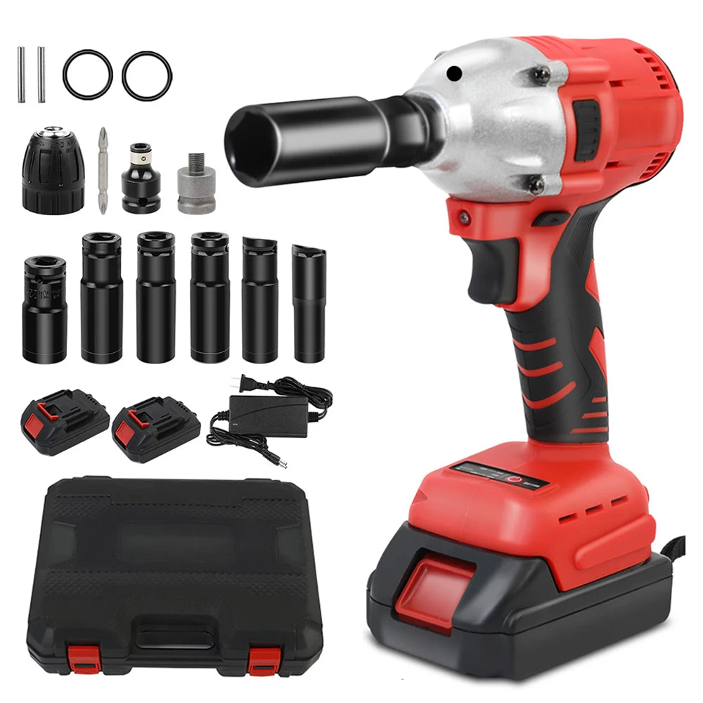 1000N.m Cordless Impact Wrench Brushless 20V 1/2 inch Power Tool Sets High Torque 2x1500MAh Batteries for Car Truck