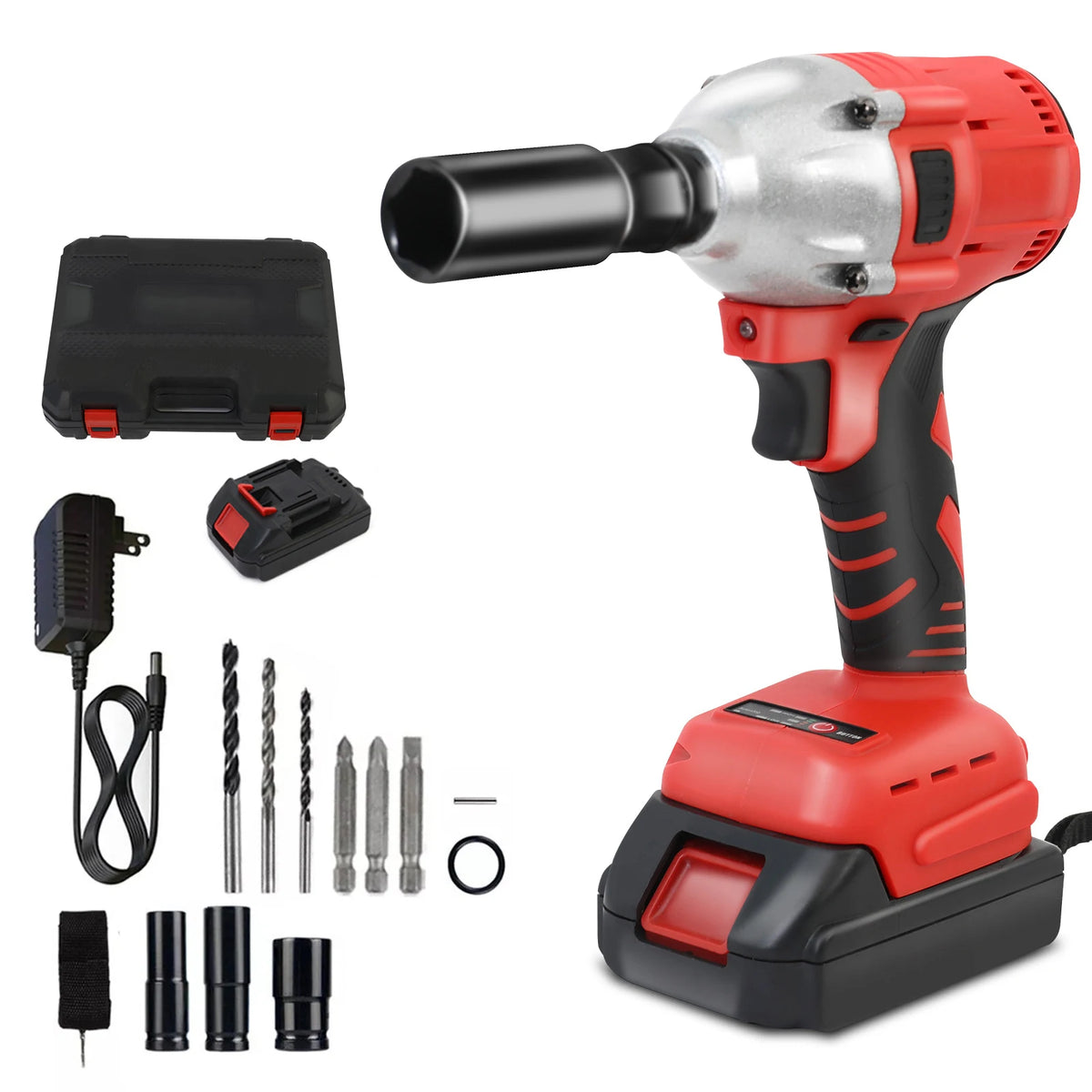 1000N.m Cordless Impact Wrench Brushless 20V 1/2 inch Power Tool Sets High Torque 2x1500MAh Batteries for Car Truck