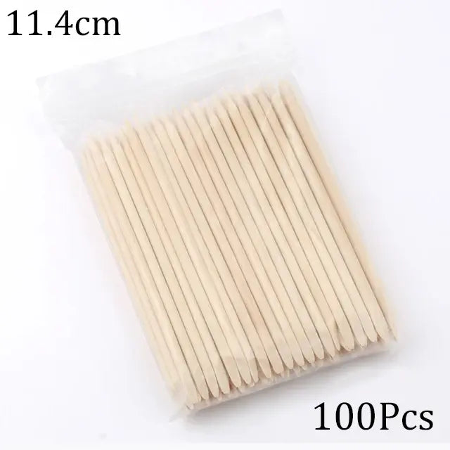 100/50Pcs Orange Wood Nail Sticks Double Sided Cuticle Pusher Remover Rhinestones Dotting Tools Nail Art Manicure Pedicure Care - Nexvibe