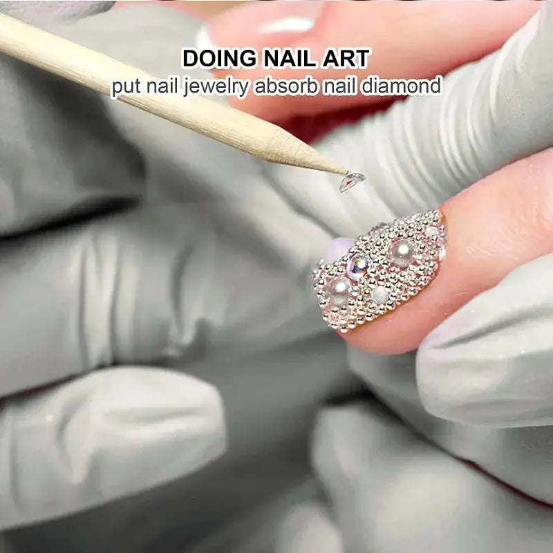 100/50Pcs Orange Wood Nail Sticks Double Sided Cuticle Pusher Remover Rhinestones Dotting Tools Nail Art Manicure Pedicure Care - Nexvibe