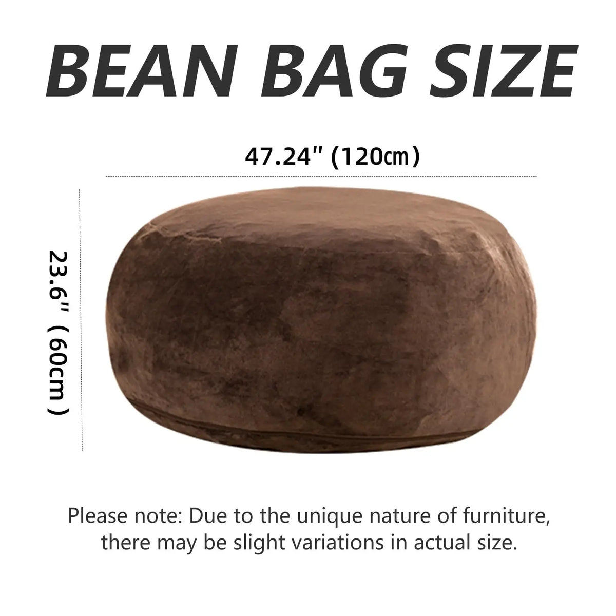100CM×100CM×60CM adult beanbag chair with padded beanbag inside memory foam chair soft flannel washable cover ideal