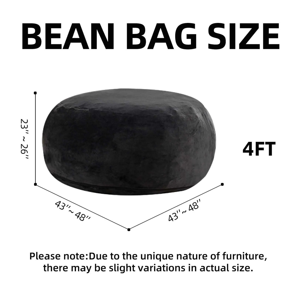 100CM×100CM×60CM adult beanbag chair with padded beanbag inside memory foam chair soft flannel washable cover ideal