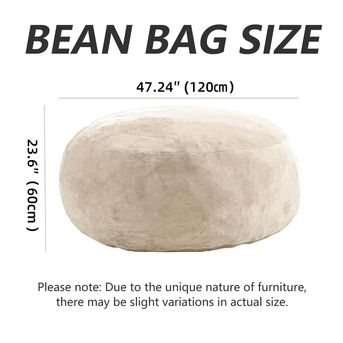 100CM×100CM×60CM adult beanbag chair with padded beanbag inside memory foam chair soft flannel washable cover ideal