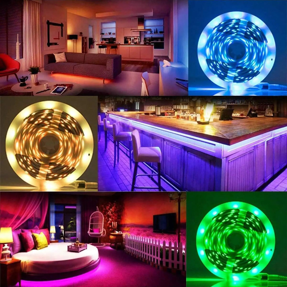 100FT Bluetooth LED Strip Lights RGB Color Changing Led Strip Lighting with 24-Key Remote and APP Control Music Sync