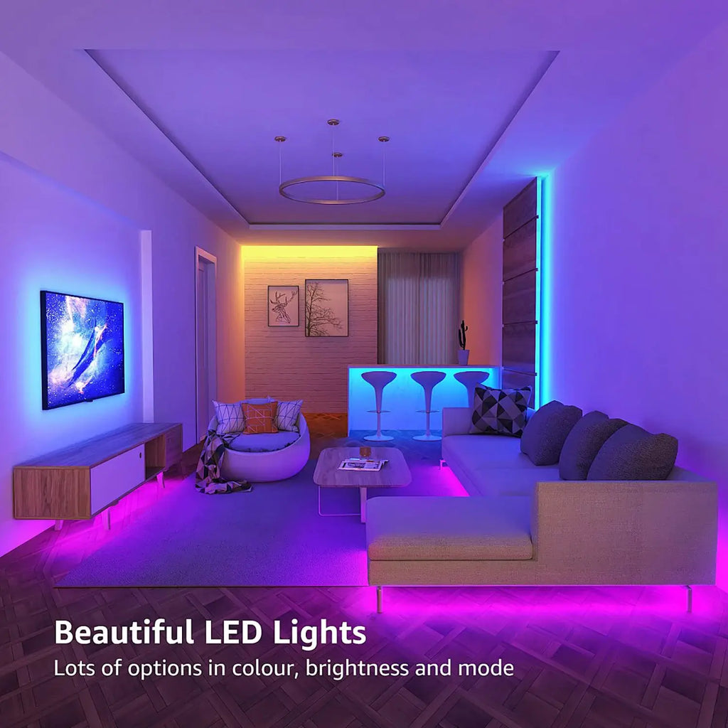 100FT Bluetooth LED Strip Lights RGB Color Changing Led Strip Lighting with 24-Key Remote and APP Control Music Sync