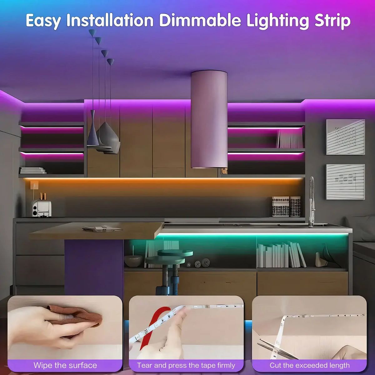 100FT Bluetooth LED Strip Lights RGB Color Changing Led Strip Lighting with 24-Key Remote and APP Control Music Sync