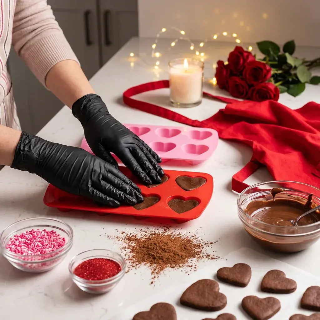 100 PCS Practical Kitchen Gift for Valentine's, Black Nitrile Gloves. 25x13cm, Durable, Multipurpose, Thoughtful - Nexvibe