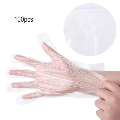 100pcs Transparent Disposable PE Sanitary Gloves for Restaurant Kitchen BBQ - Nexvibe