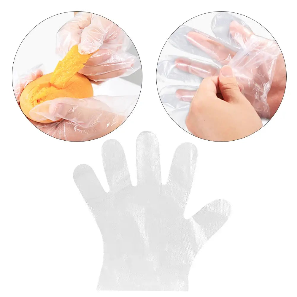 100pcs Transparent Disposable PE Sanitary Gloves for Restaurant Kitchen BBQ - Nexvibe