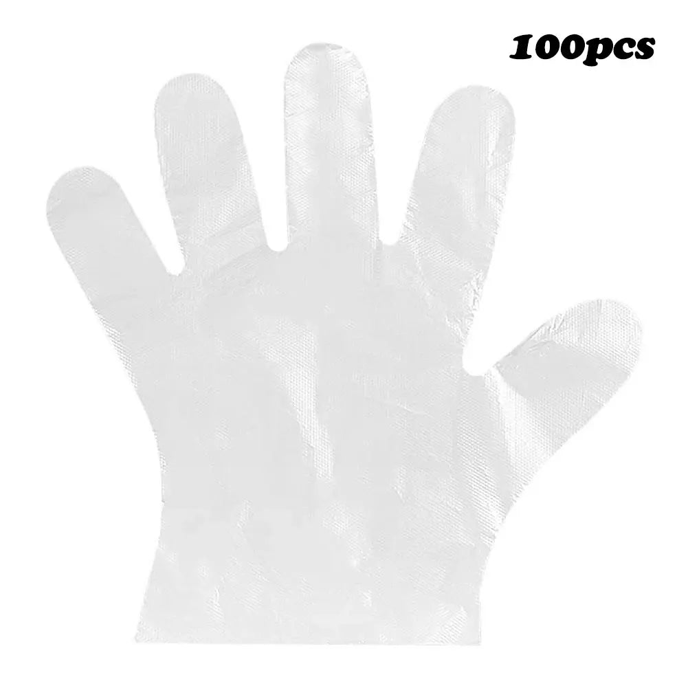 100pcs Transparent Disposable PE Sanitary Gloves for Restaurant Kitchen BBQ - Nexvibe