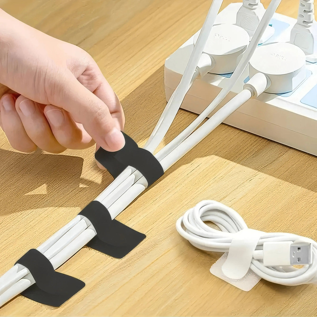 10 Black/white Cable Ties, Black and White Cable Organizer, Used for Data Cable Management and Desktop Computers - Nexvibe