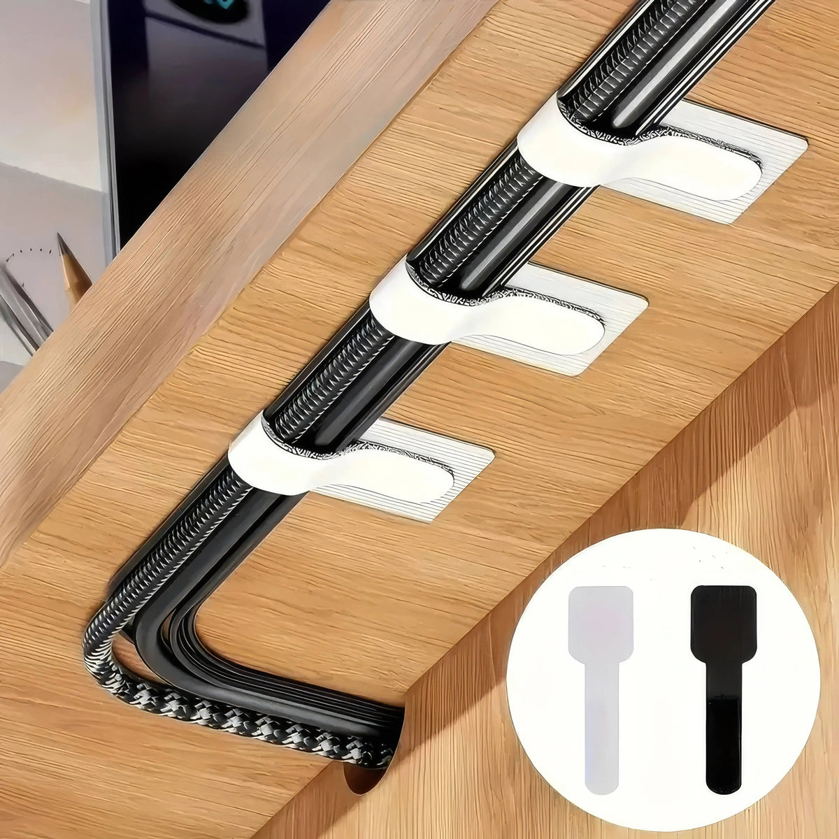 10 Black/white Cable Ties, Black and White Cable Organizer, Used for Data Cable Management and Desktop Computers - Nexvibe