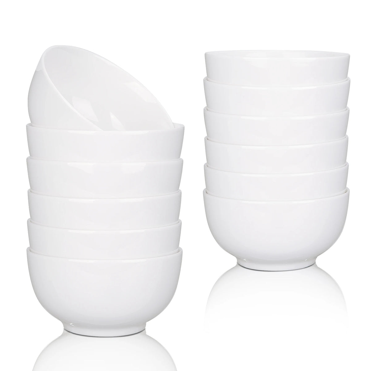10 Ounce Porcelain Bowls Set 8 Pack Premium White Ceramic Bowls for Cereal Soup Salad Pasta Microwave & Dishwasher Safe