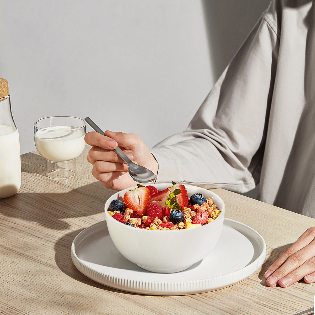 10 Ounce Porcelain Bowls Set 8 Pack Premium White Ceramic Bowls for Cereal Soup Salad Pasta Microwave & Dishwasher Safe