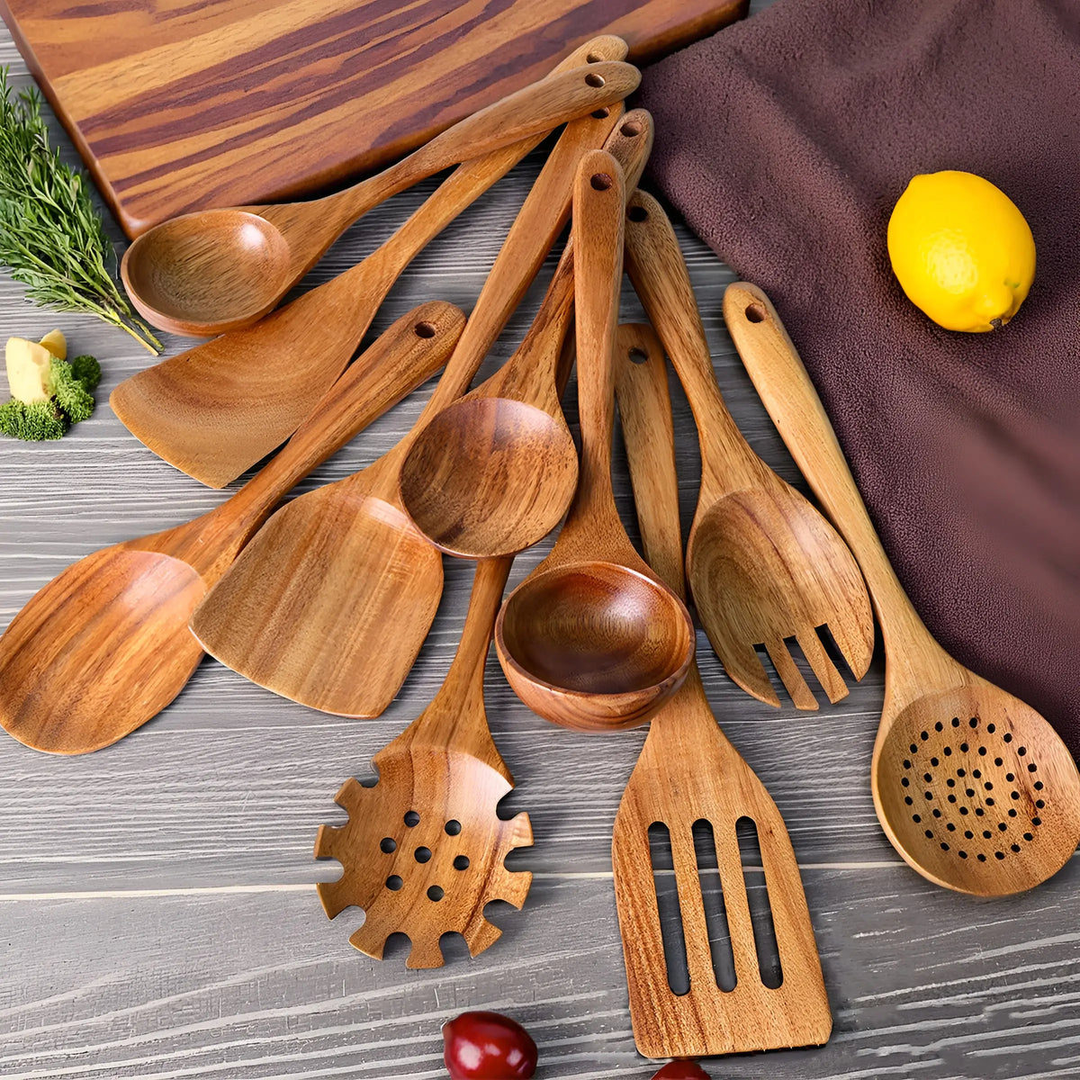 10pcs Wooden Spoons Kitchen Wooden Utensils For Cooking Wooden Kitchen Utensils Set - Nexvibe