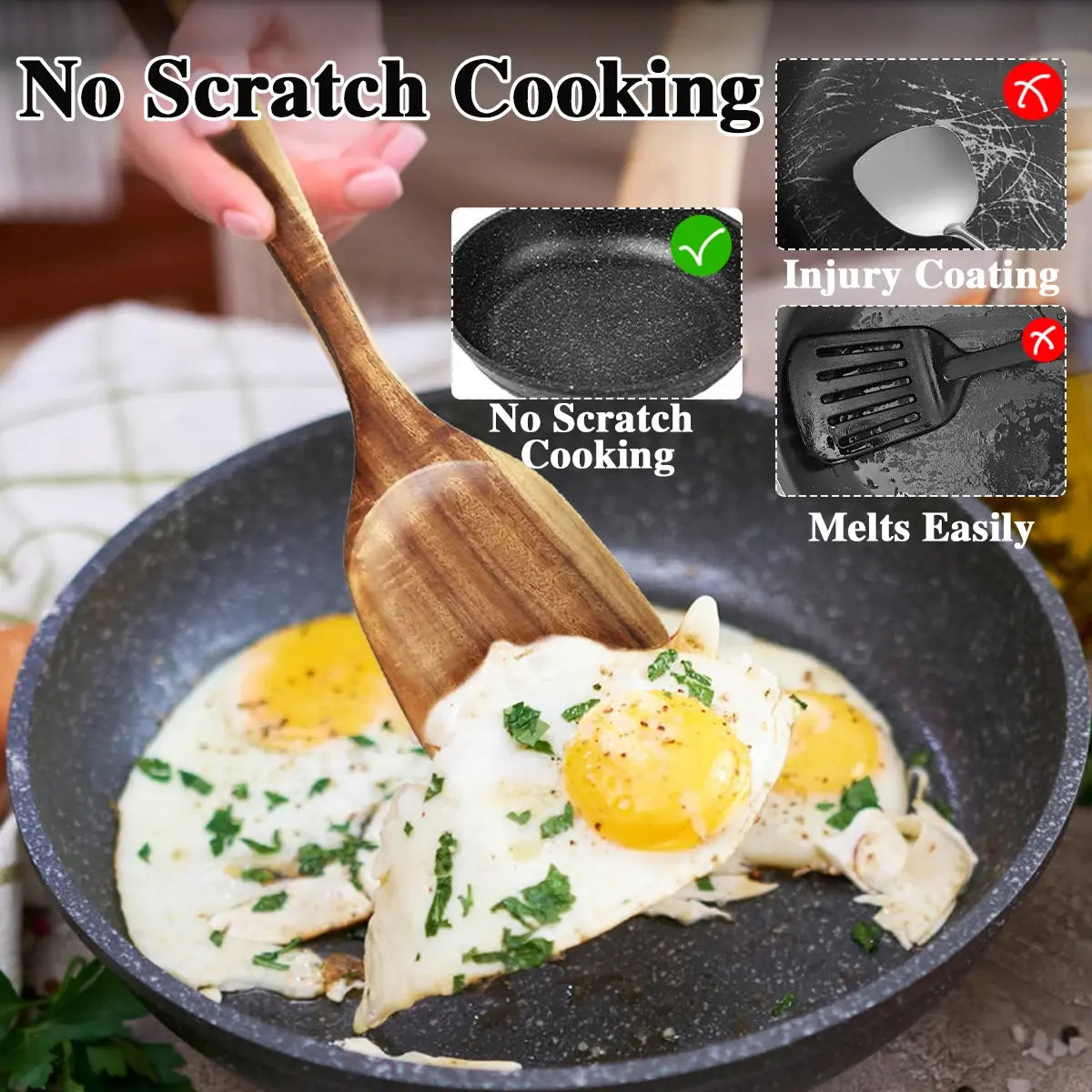 10pcs Wooden Spoons Kitchen Wooden Utensils For Cooking Wooden Kitchen Utensils Set - Nexvibe