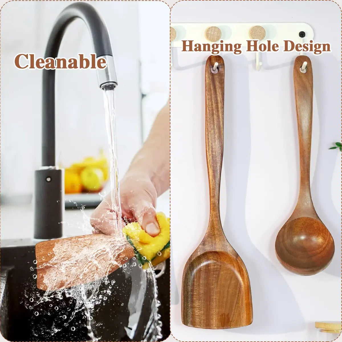 10pcs Wooden Spoons Kitchen Wooden Utensils For Cooking Wooden Kitchen Utensils Set - Nexvibe
