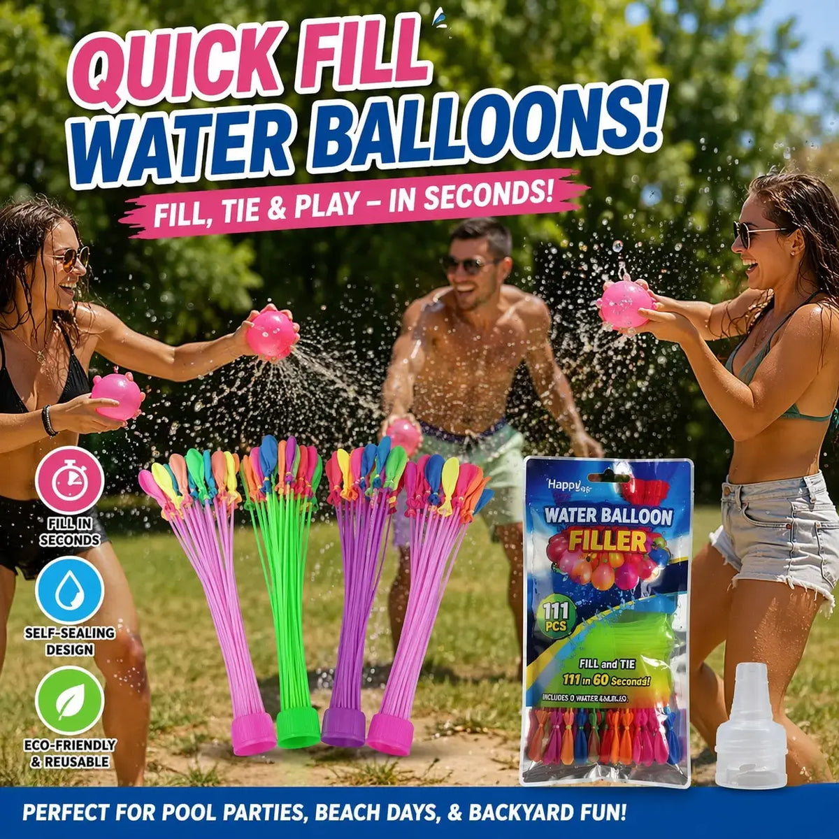 111pcs Summer Water Fight Party Favor Set, Outdoor Party Gift Pack for Pool Parties, Beach Games, Birthday Parties, Family Fun and Group Activities - Nexvibe