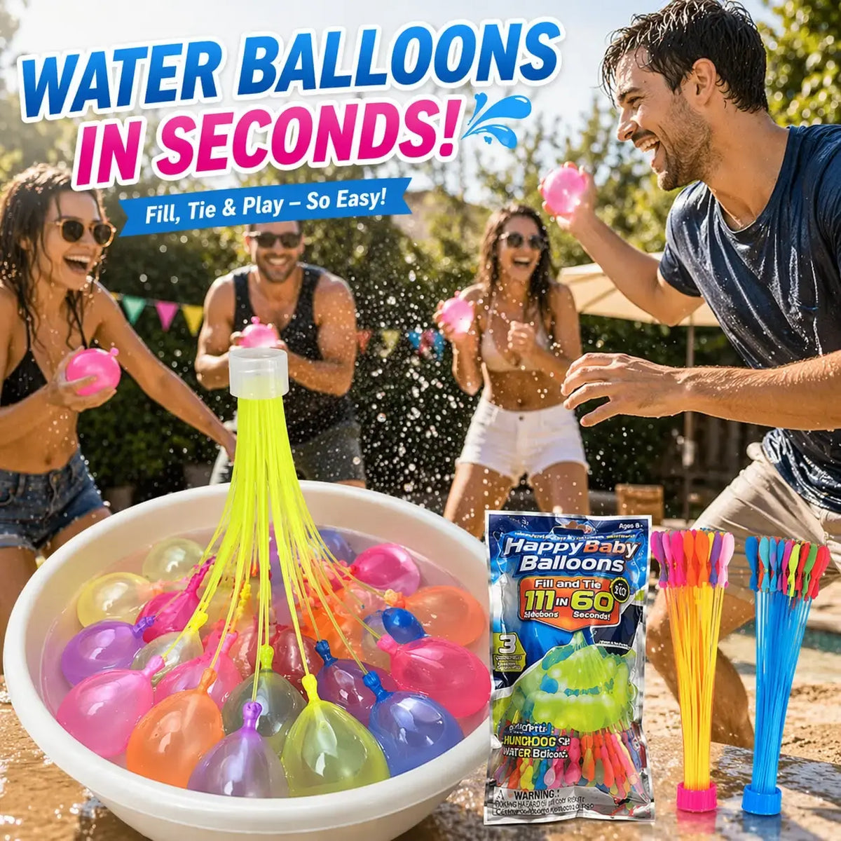 111pcs Summer Water Fight Party Favor Set, Outdoor Party Gift Pack for Pool Parties, Beach Games, Birthday Parties, Family Fun and Group Activities - Nexvibe