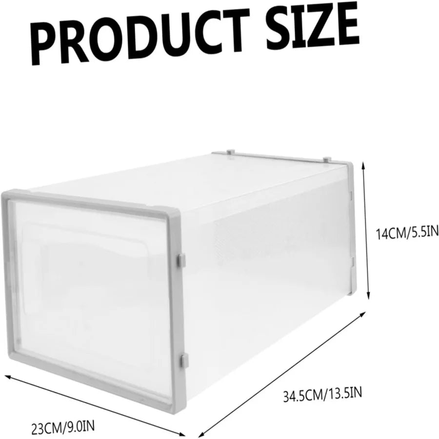 12-Pack Transparent Plastic Stackable Shoe Storage Boxes for Closet Linked Design Sports Shoe Organizers Foldable Shoe
