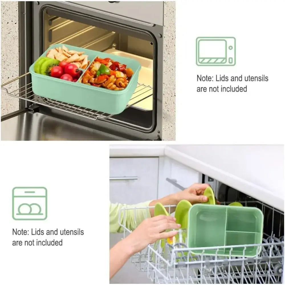 1200ML Lunch Bento Box for Adults Office Worker Picnic LeakProof Lunch Box with Utensils 3 Compartment Bento Box Microwave Safe - Nexvibe