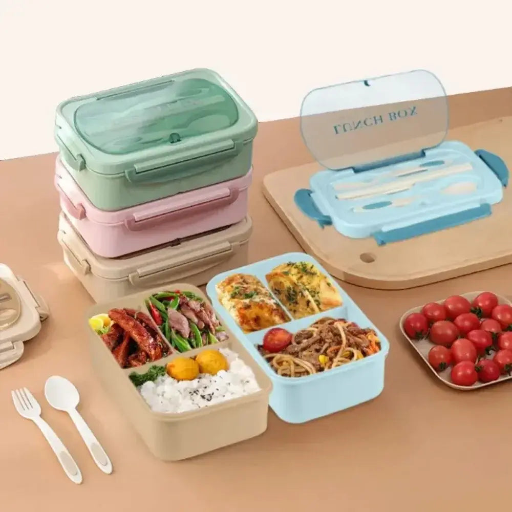 1200ML Lunch Bento Box for Adults Office Worker Picnic LeakProof Lunch Box with Utensils 3 Compartment Bento Box Microwave Safe - Nexvibe