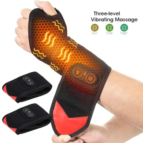 1/2PCS Electric Heating Massage Hand Massager Wrist Vibration Massage Pad Carpal Tunnel Relief Tendonitis Wrist Knee Support Pad - Nexvibe