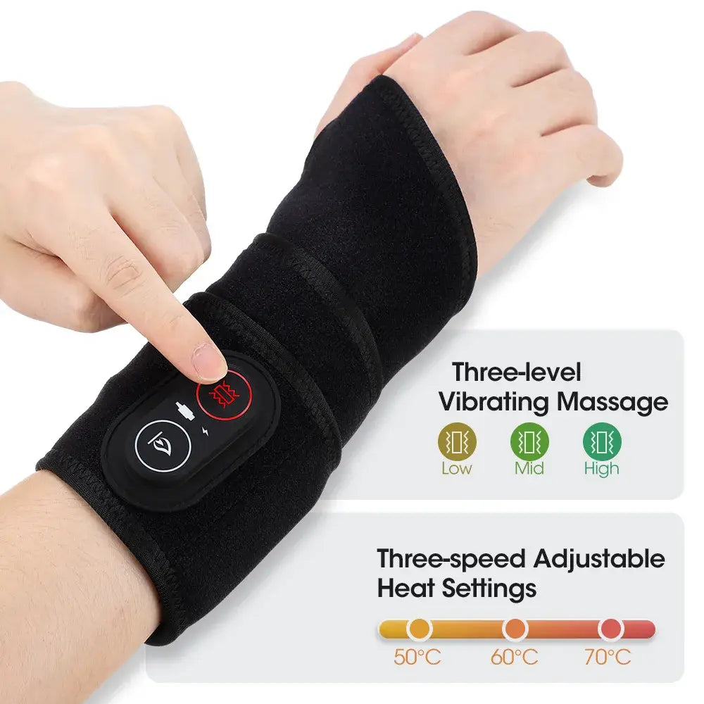 1/2PCS Electric Heating Massage Hand Massager Wrist Vibration Massage Pad Carpal Tunnel Relief Tendonitis Wrist Knee Support Pad - Nexvibe