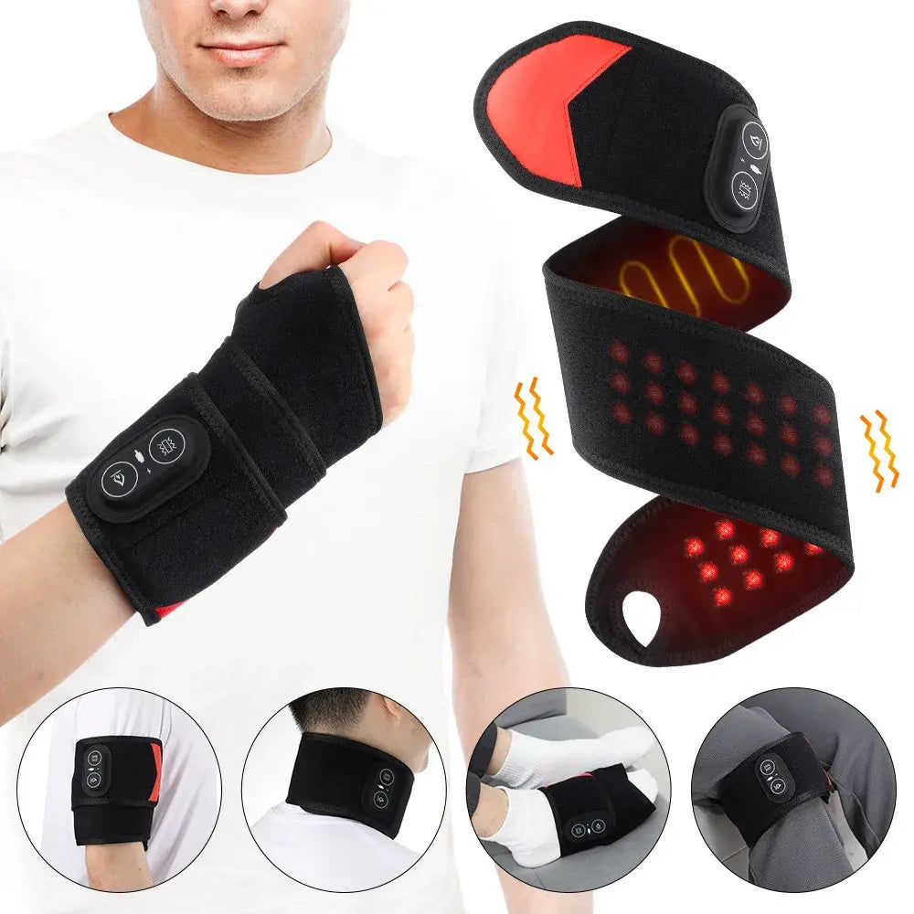 1/2PCS Electric Heating Massage Hand Massager Wrist Vibration Massage Pad Carpal Tunnel Relief Tendonitis Wrist Knee Support Pad - Nexvibe