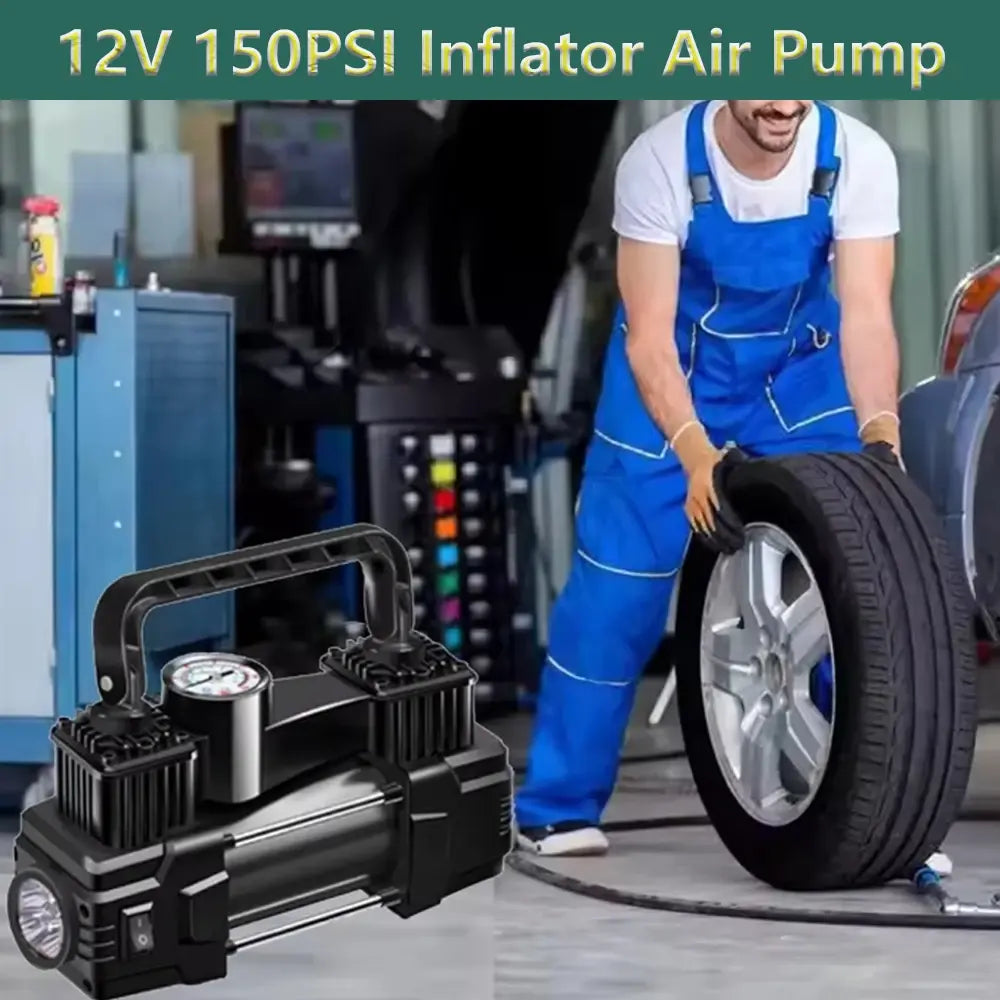 12V 150PSI Car Bicycle Motorcycle Electric Tire Inflator Air Pump Air Compressor Dual Cylinder Inflatable Tools