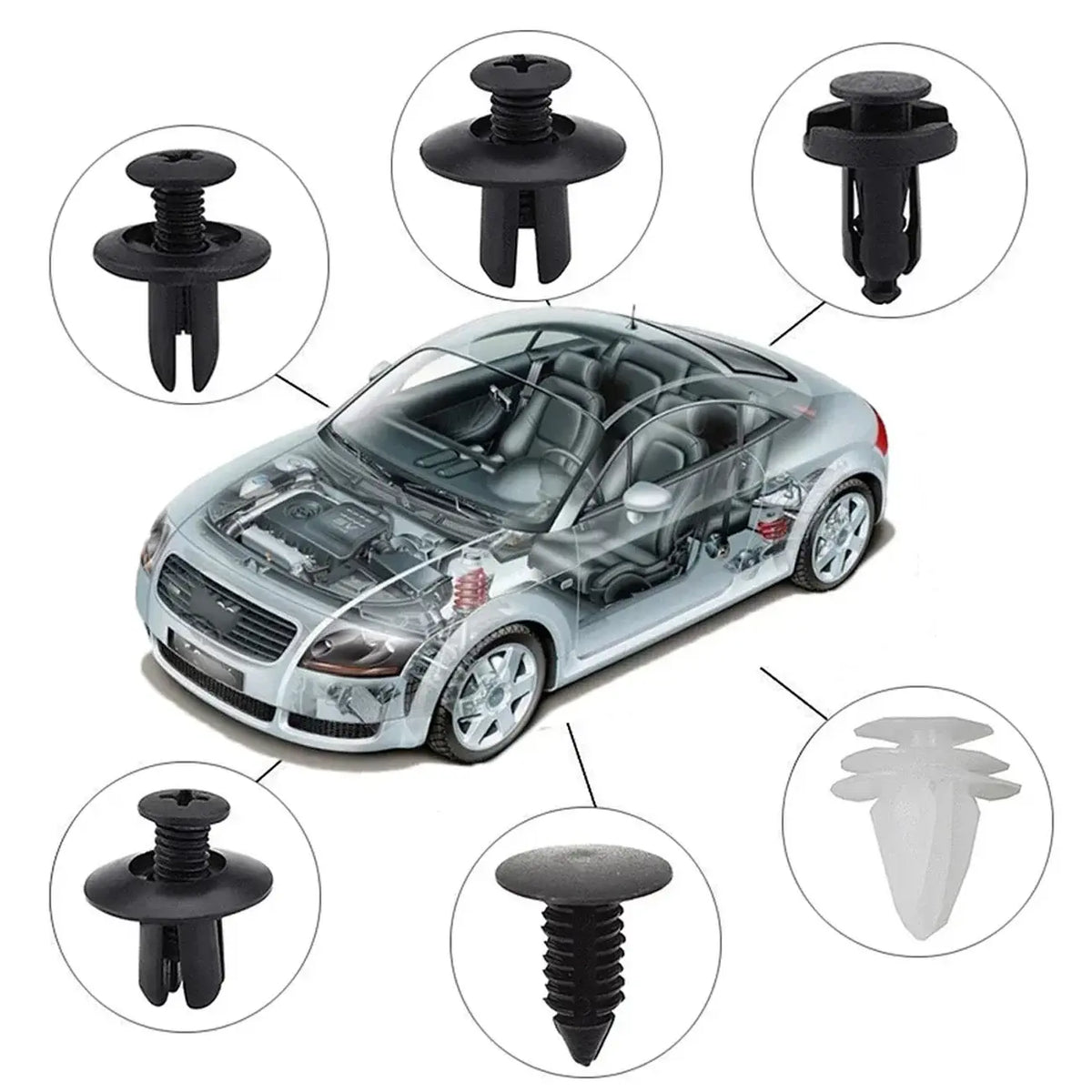 130PCS Bumper Retainer Clips with Fastener Remover Car Plastic Rivets Push Kit -Door Trim Panel - Nexvibe