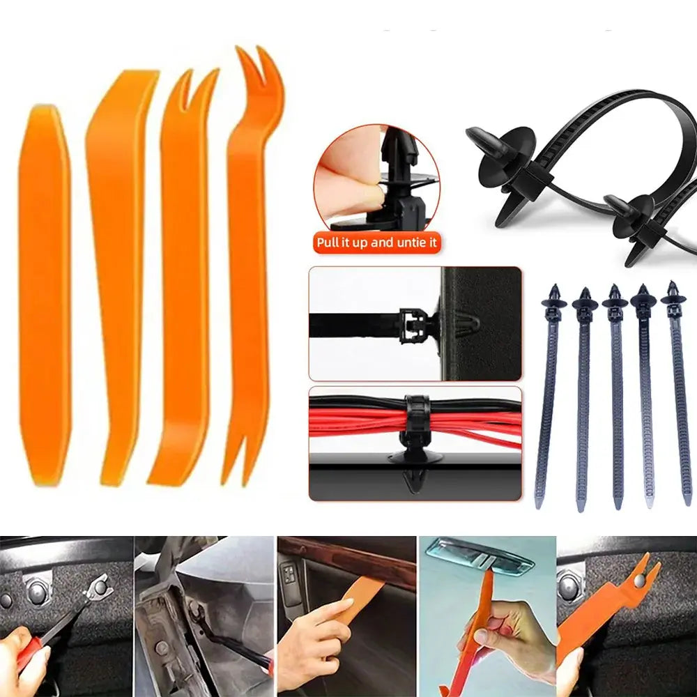130PCS Bumper Retainer Clips with Fastener Remover Car Plastic Rivets Push Kit -Door Trim Panel - Nexvibe