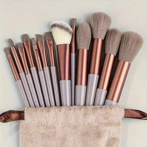 13 Soft Makeup Brushes Set With Perfect Soft Pouch - Premium Makeup Tools,Made Of High Quality Fibers,Girly Fashion Items - Nexvibe