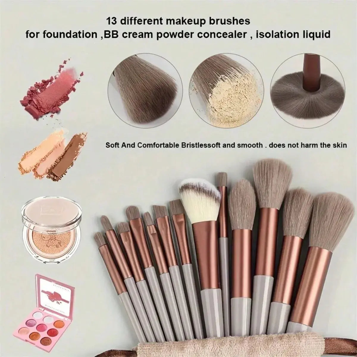 13 Soft Makeup Brushes Set With Perfect Soft Pouch - Premium Makeup Tools,Made Of High Quality Fibers,Girly Fashion Items - Nexvibe