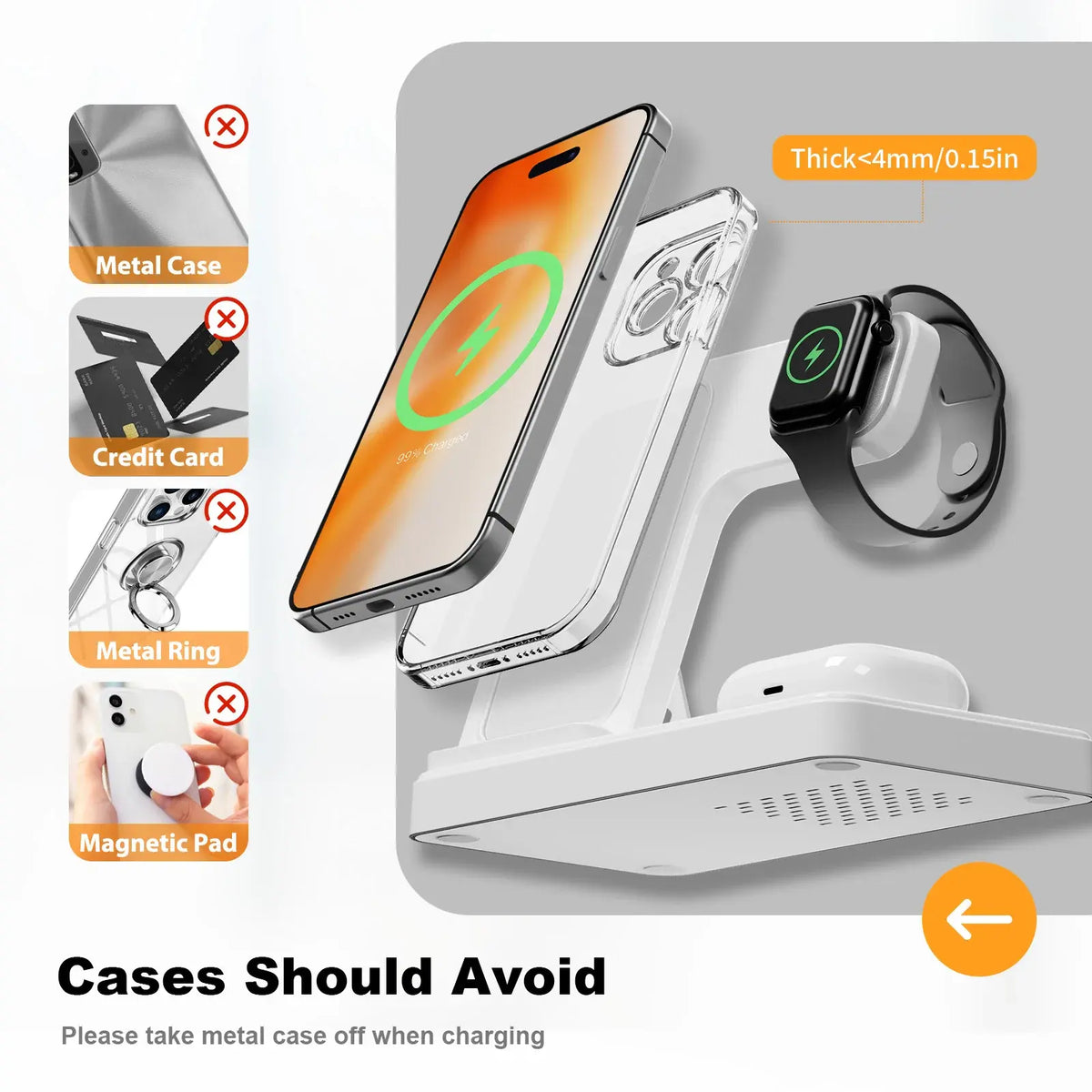 15W Magnetic Wireless Charger Stand Foldable 3 In 1 Fast Charging Sation for iPhone 17- 12 Pro Max Apple Watch 8 7 Airpods Pro - Nexvibe