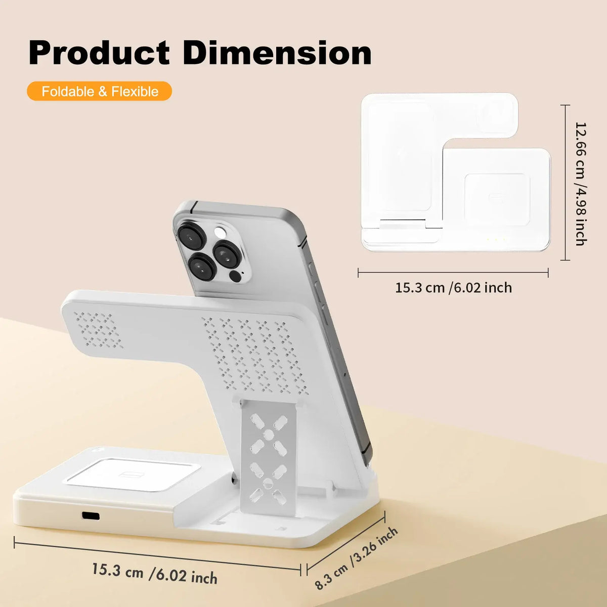15W Magnetic Wireless Charger Stand Foldable 3 In 1 Fast Charging Sation for iPhone 17- 12 Pro Max Apple Watch 8 7 Airpods Pro - Nexvibe