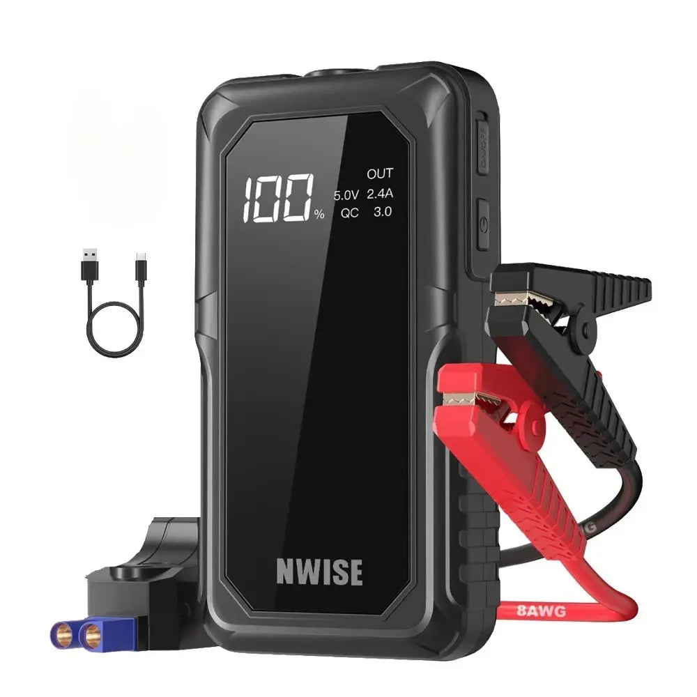 1600A Peak Jump Boxes for Vehicles(12V 8L Gas/6.5L Diesel Engine) Equipped Fast Wireless Charging Jump Starter Battery Pack - Nexvibe