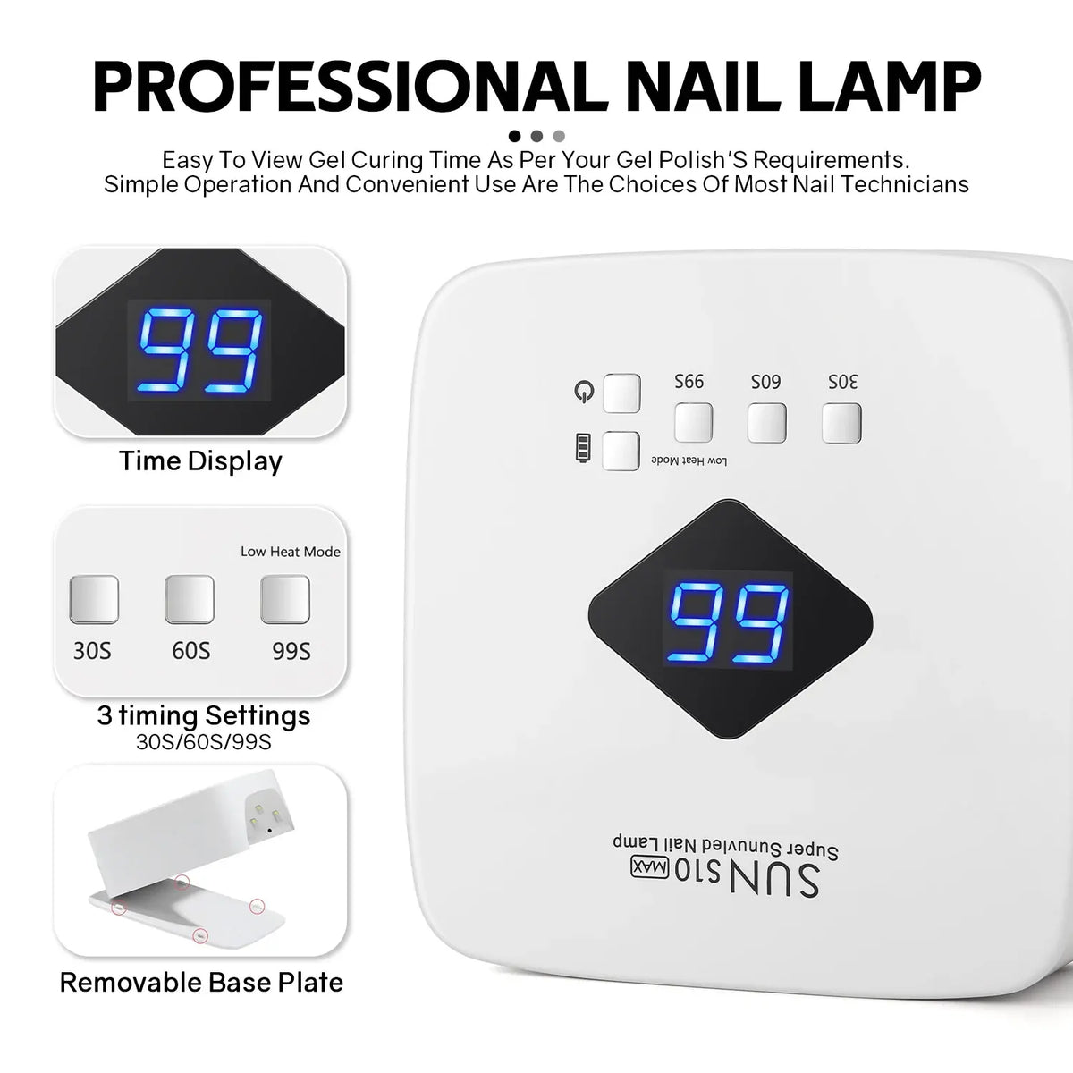 168W UV LED Nail Lamp Rechargeable Nail Dryer with Large LCD Display Professional Gel Curing Lamp 4 Timer Auto Sensor for Salon - Nexvibe