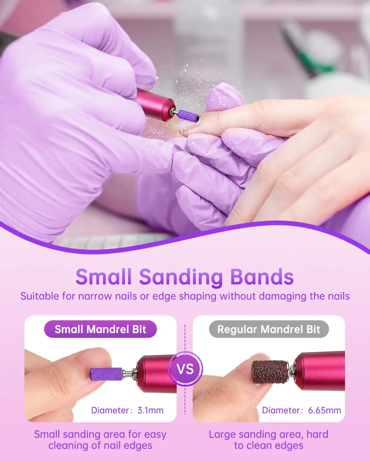 180/240 Fine Grit Small Nail Sanding Bands for Nail Drill, 80 Pcs Nail File Sanding Bands with Drill Bits for Manicure Pedicure - Nexvibe