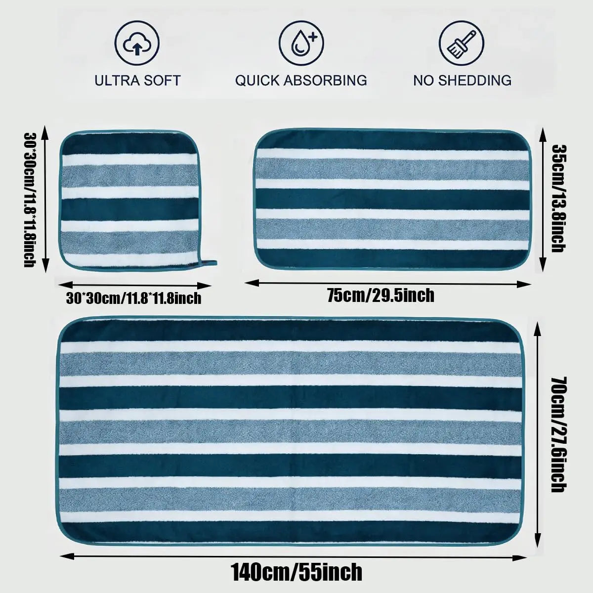 18pcs Luxury Bath Towels Set - Quick-Dry Highly Absorbent Plush Soft Coral Fleece-like Texture Multi-Size Family