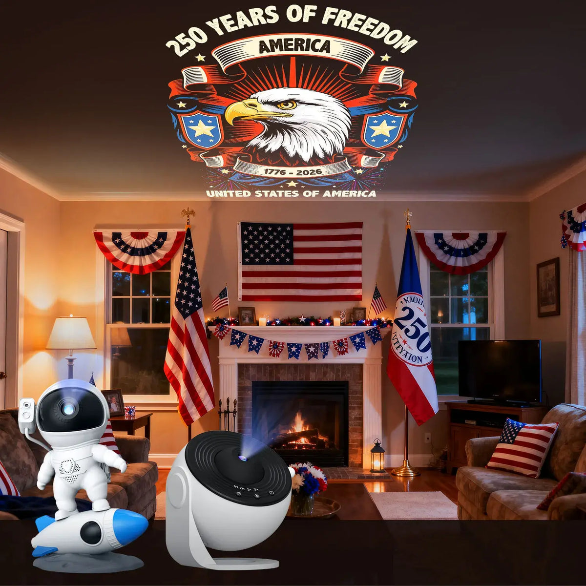 19-in-1 Galaxy Projector Starry Sky Night Light 360° Rotate Planetarium Lamp with Independence Day Film Discs LED Star