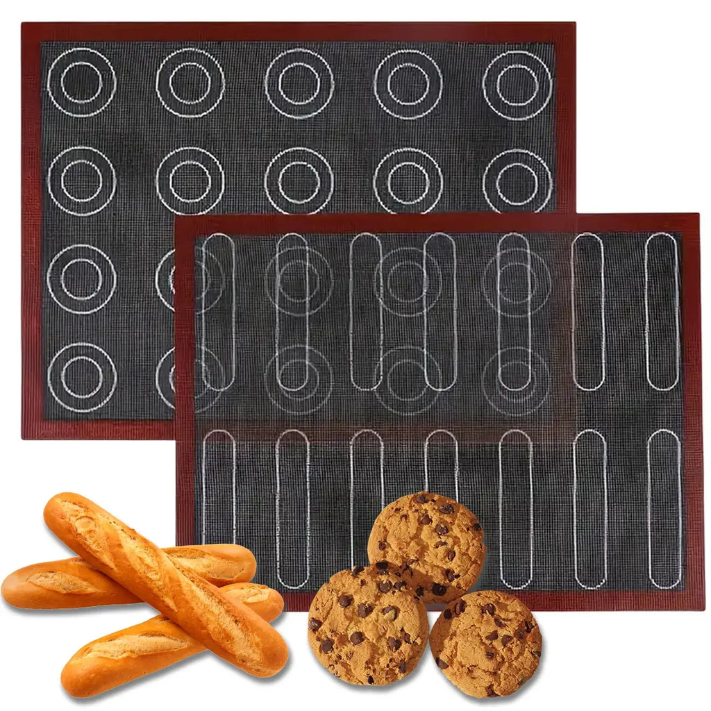 1PC Perforated Silicone Baking Mat, 2 Sides with Puff & Round Patterns, Reusable Non-stick Oven Liner, for Cookies Macaron Bread - Nexvibe