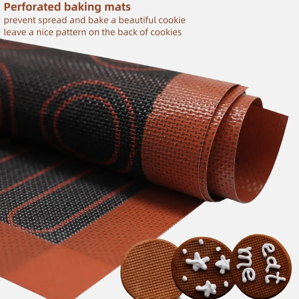 1PC Perforated Silicone Baking Mat, 2 Sides with Puff & Round Patterns, Reusable Non-stick Oven Liner, for Cookies Macaron Bread - Nexvibe