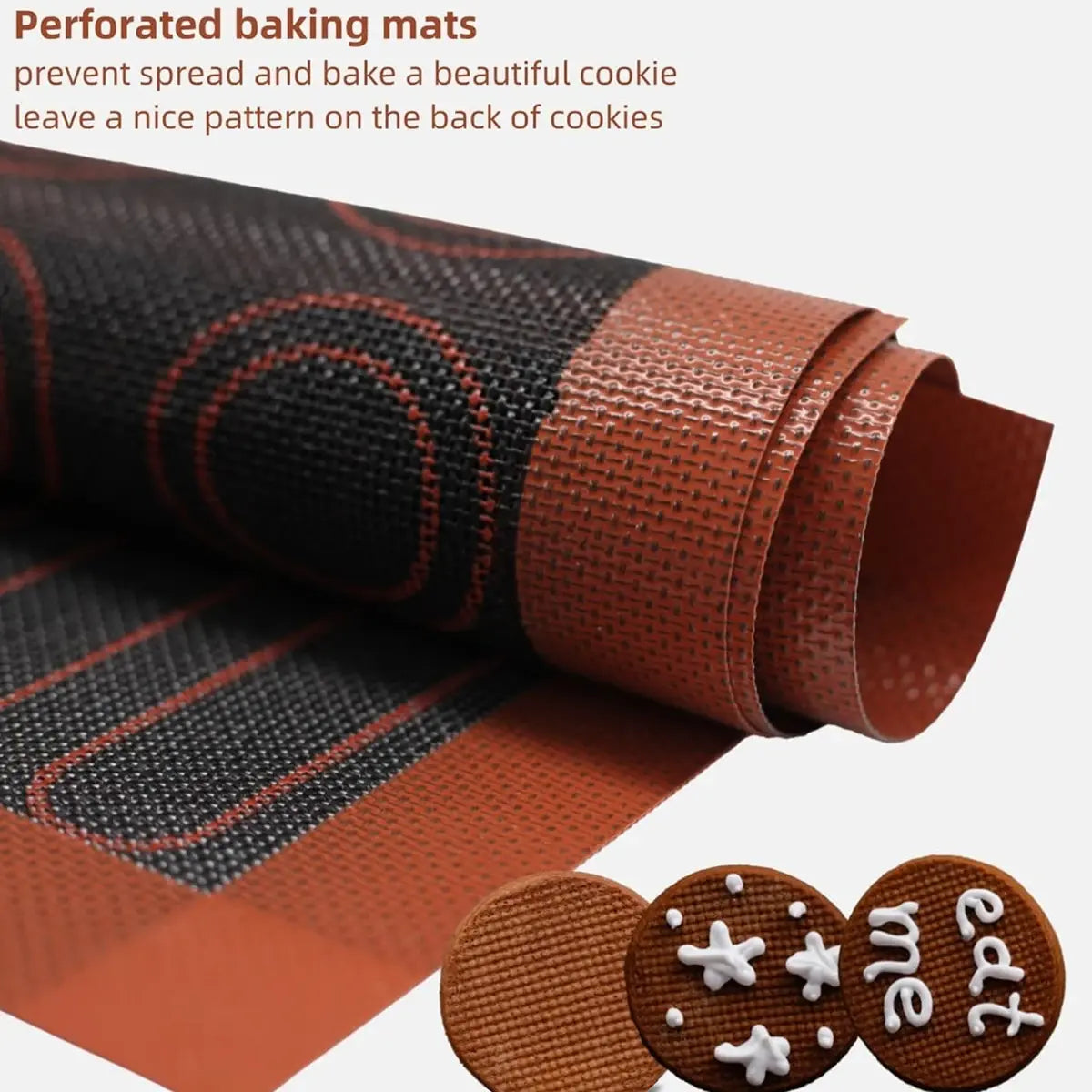 1PC Perforated Silicone Baking Mat, 2 Sides with Puff & Round Patterns, Reusable Non-stick Oven Liner, for Cookies Macaron Bread - Nexvibe