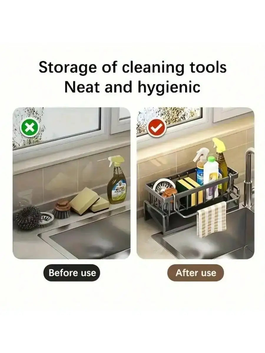 1PC RV Kitchen Sink Storage Rack+4pcs Dishwashing Sponges - Nexvibe